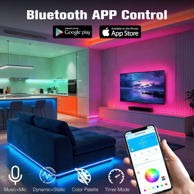DAYBETTER Led Strip Lights 300 ft Ultra Long Smart Light Strips with App Voice Control Remote, 2835 RGB Music Sync Color Changing Lights for Bedroom, Kitchen, Party,Home Decoration - Image 3